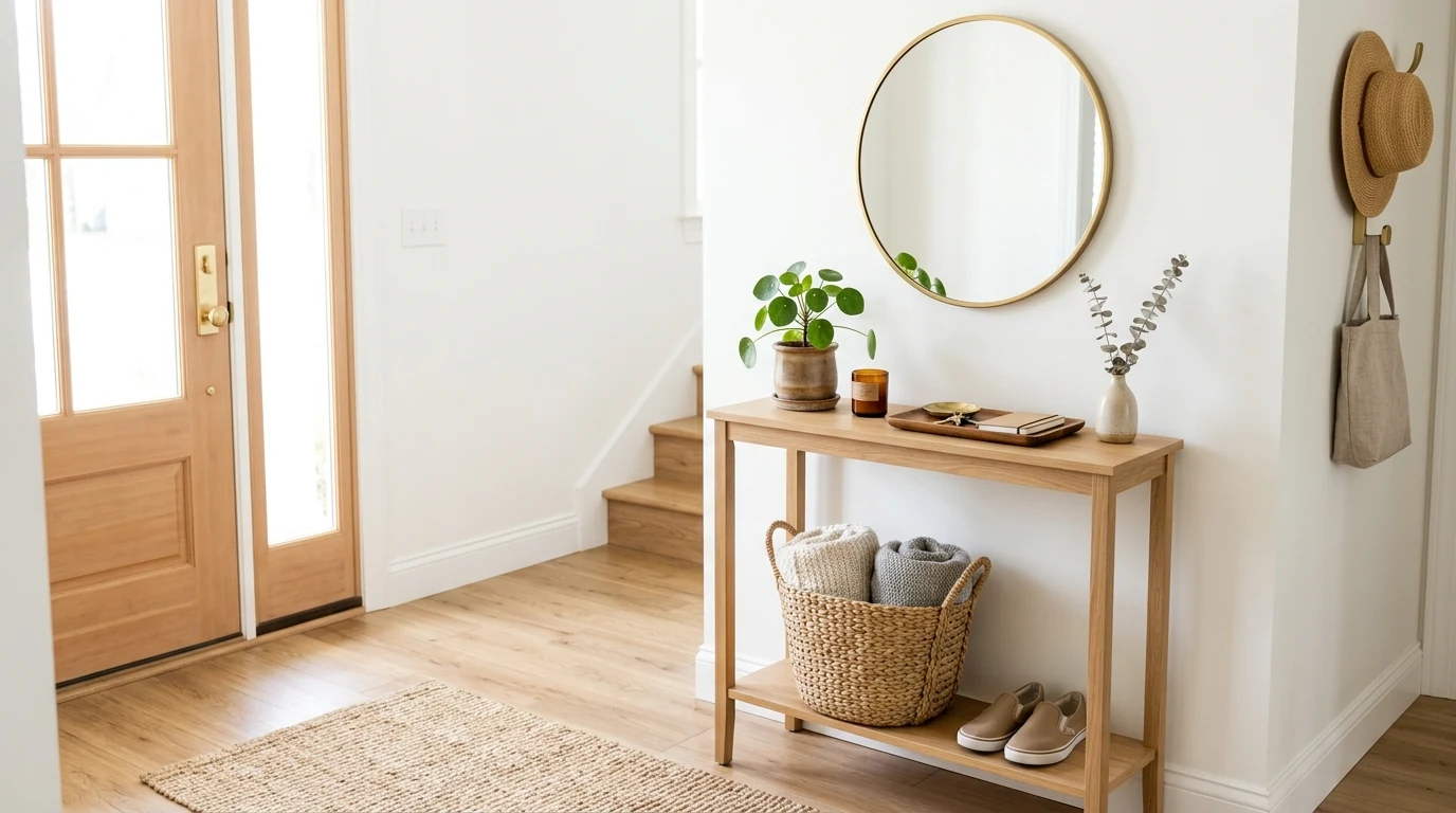 Budget summer decor tray styled with citrus and greenery accents.
