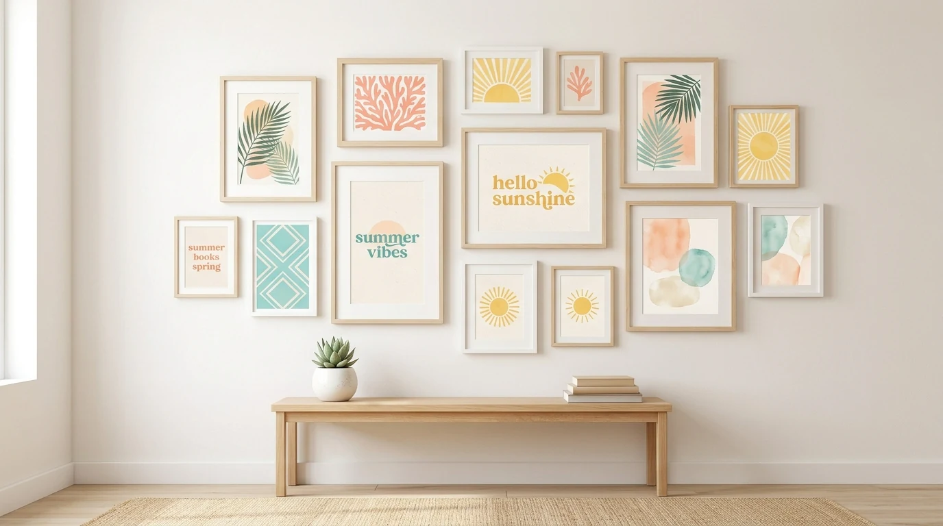 Summer entryway refresh with bright simple decor and lighter styling.