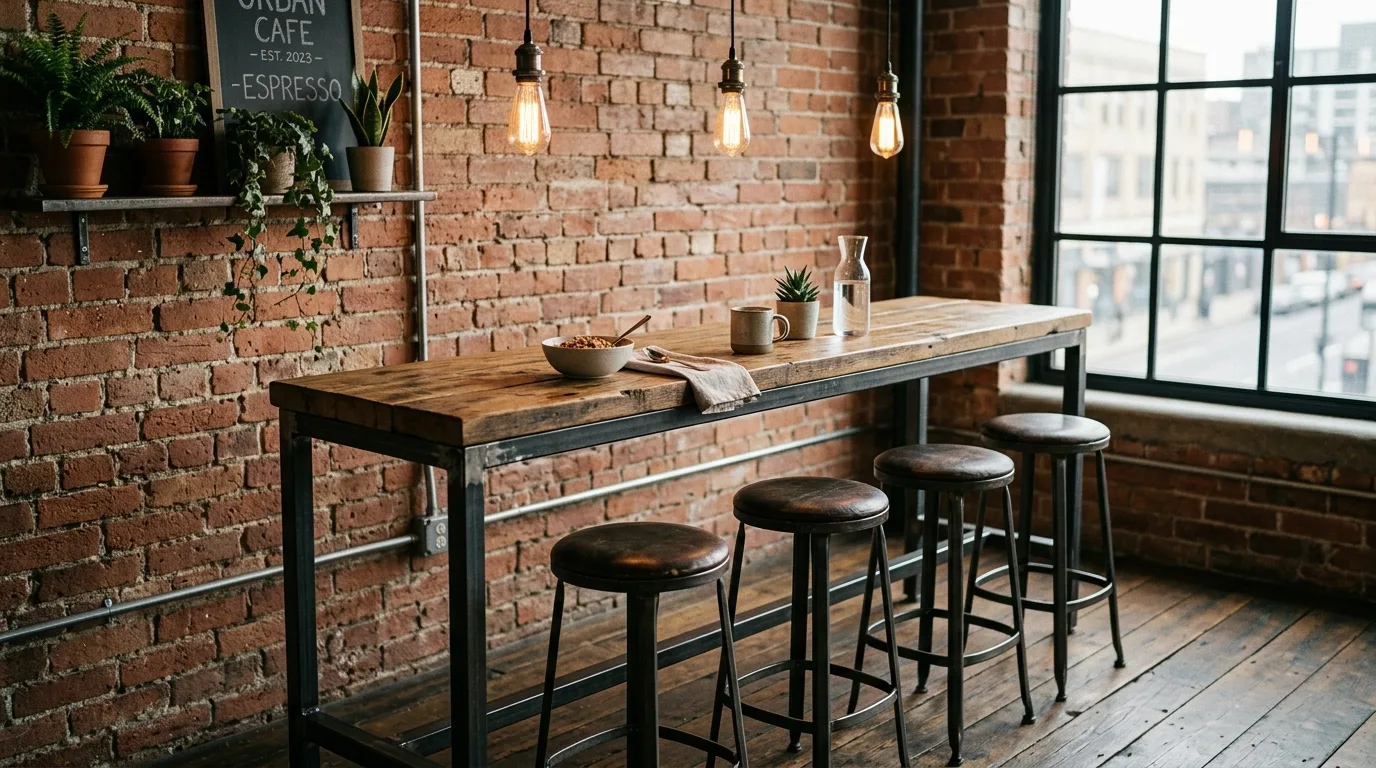 Small kitchen breakfast bar with built-in storage and hidden cabinets.