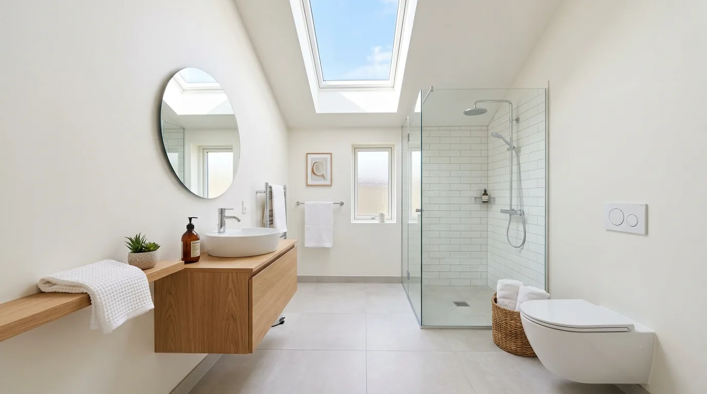 Elegant small bathroom that feels boutique and luxurious despite limited space.