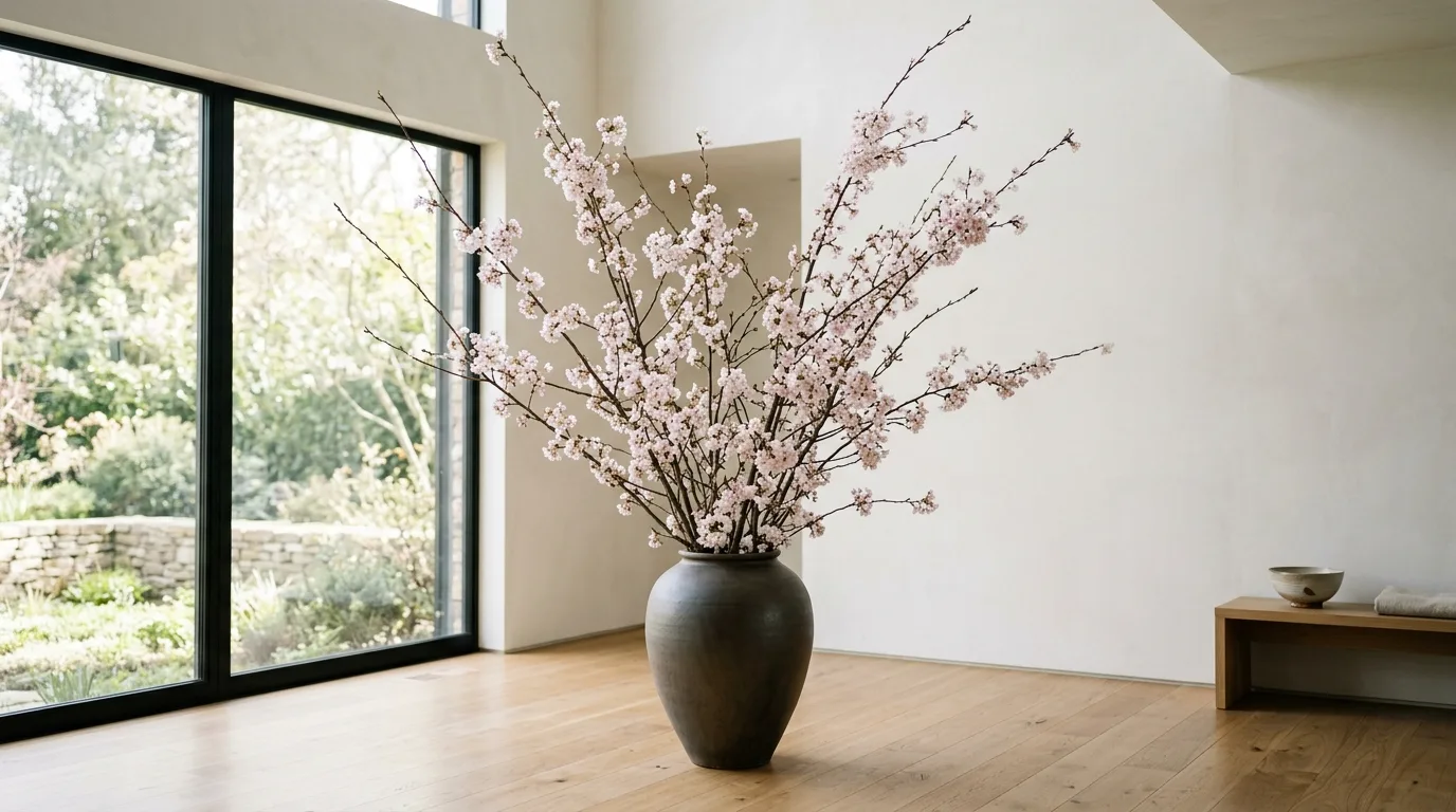 Romantic spring bouquet arranged in a vintage ceramic vase.