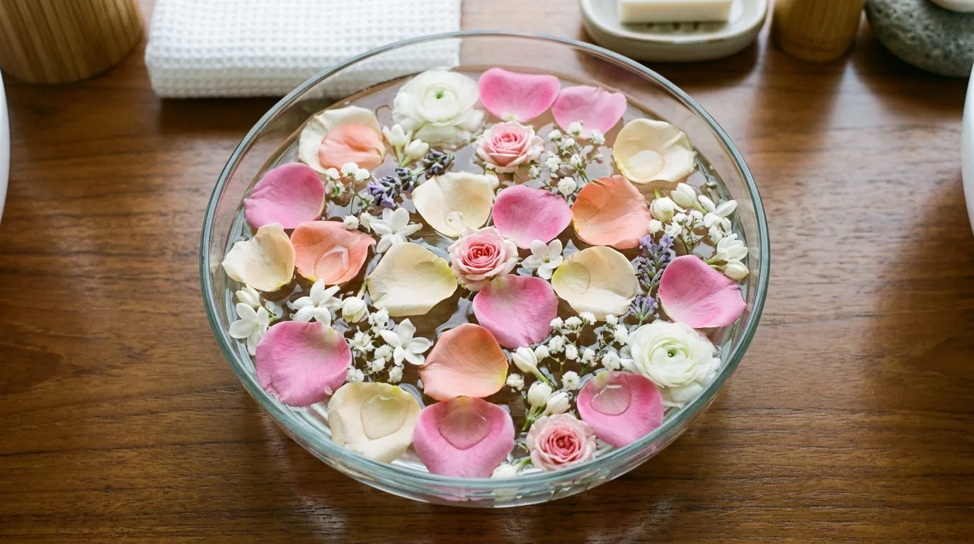 Cottage-style spring flower arrangement with a gathered mixed-bloom look.