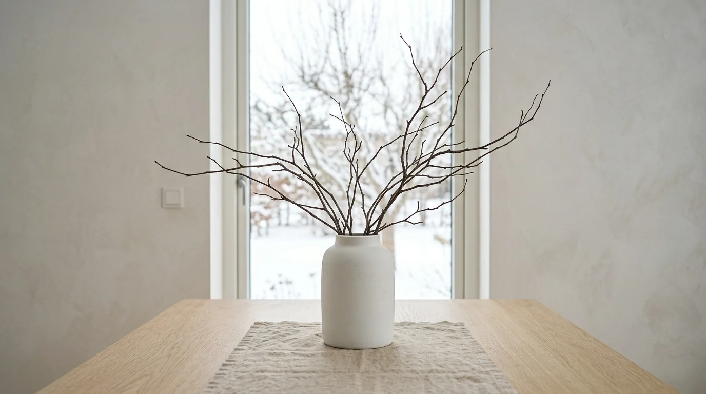 Winter centerpiece with mercury glass and silver accents for seasonal sparkle.