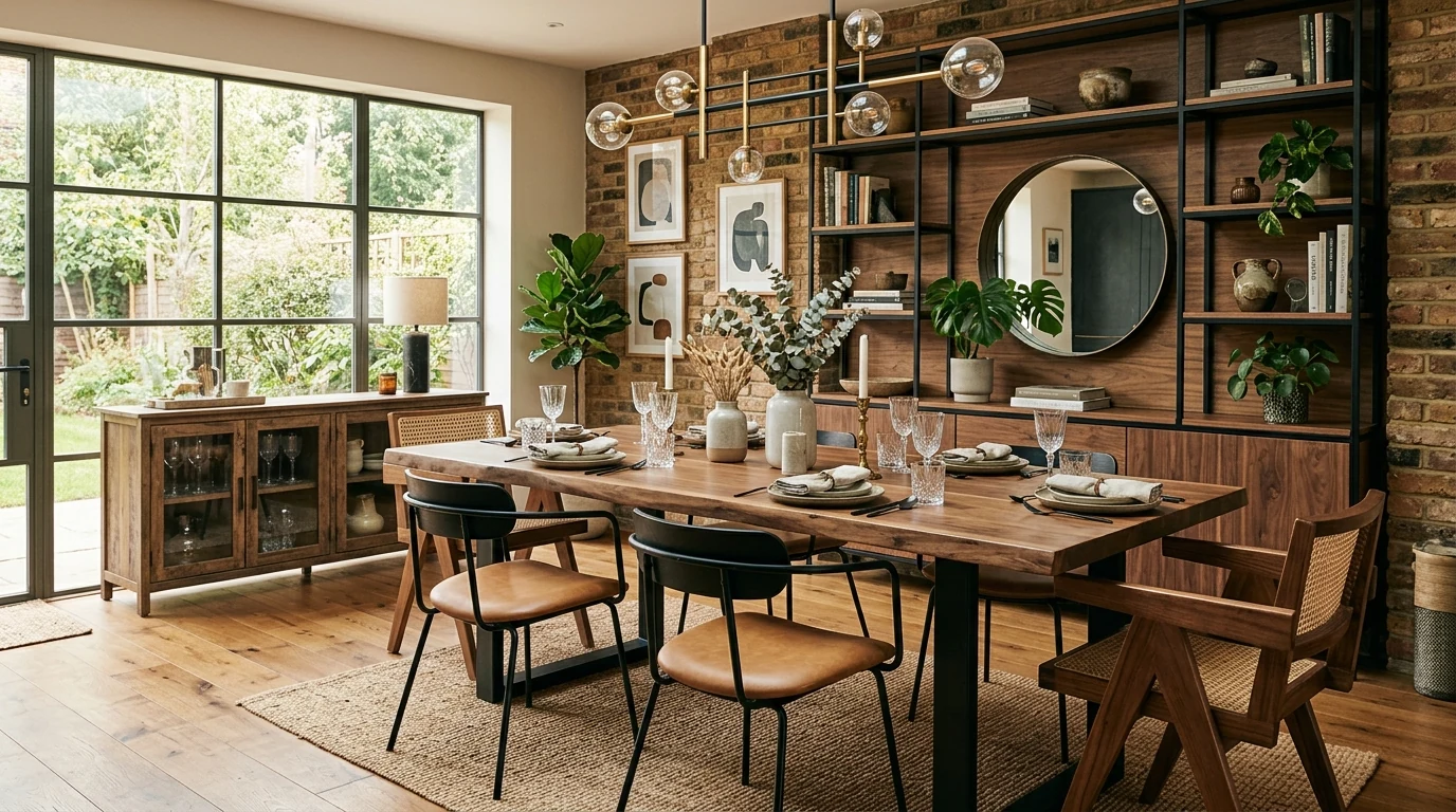 Stylish interior design trend bringing rich wood tones back into main living spaces.