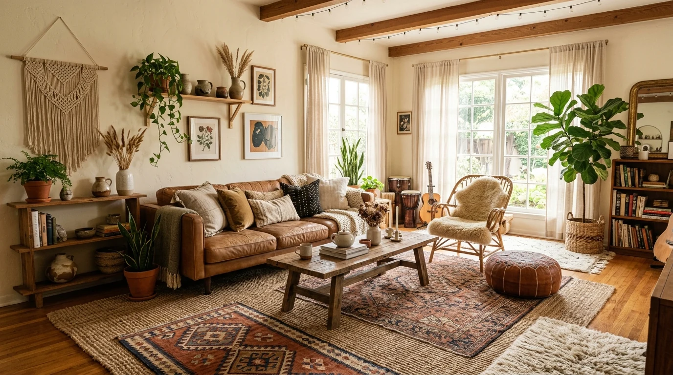 Interior design trend using bold art and sculptural decor as focal moments.