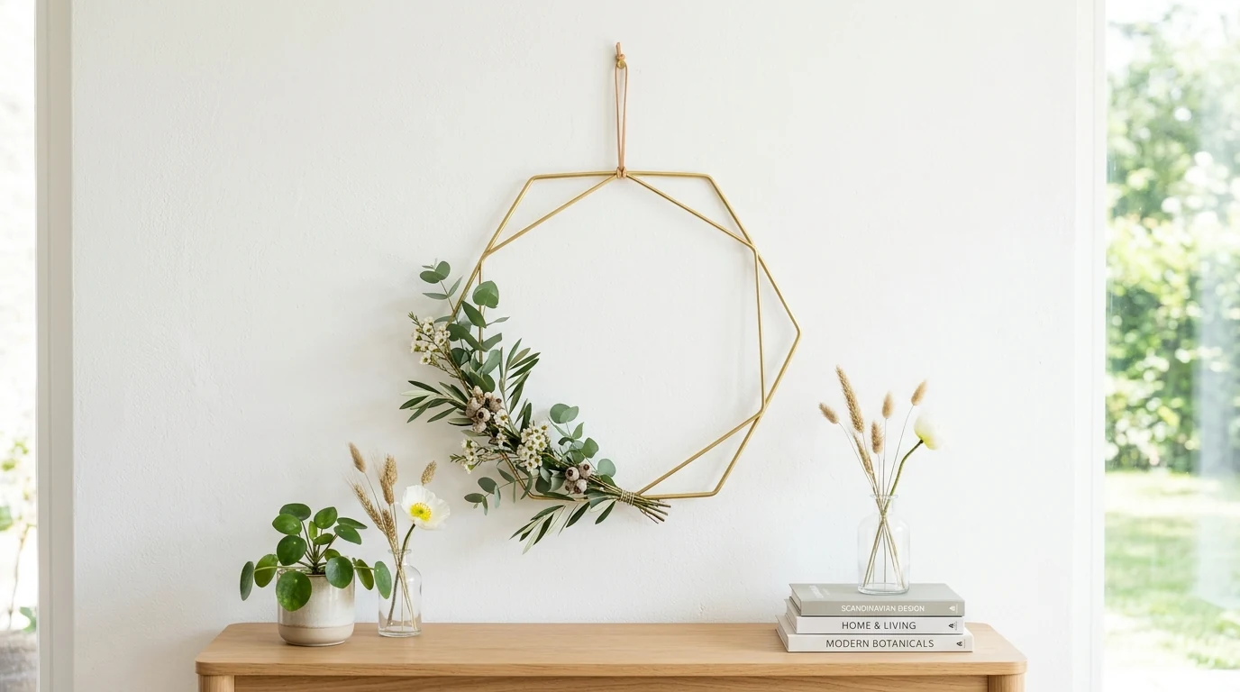 Boho summer door hanger with macrame and dried floral accents.