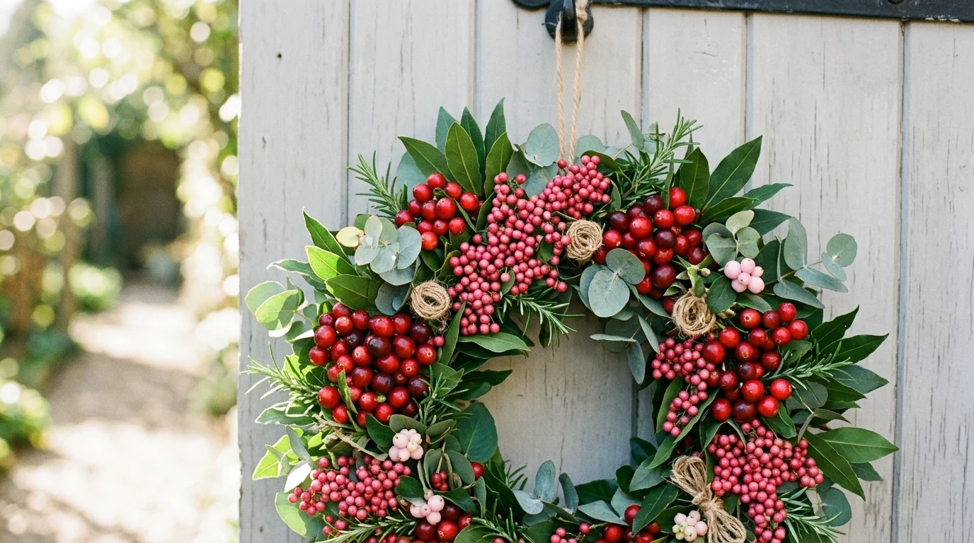 Cheerful watermelon-inspired summer wreath on a sunny front door.