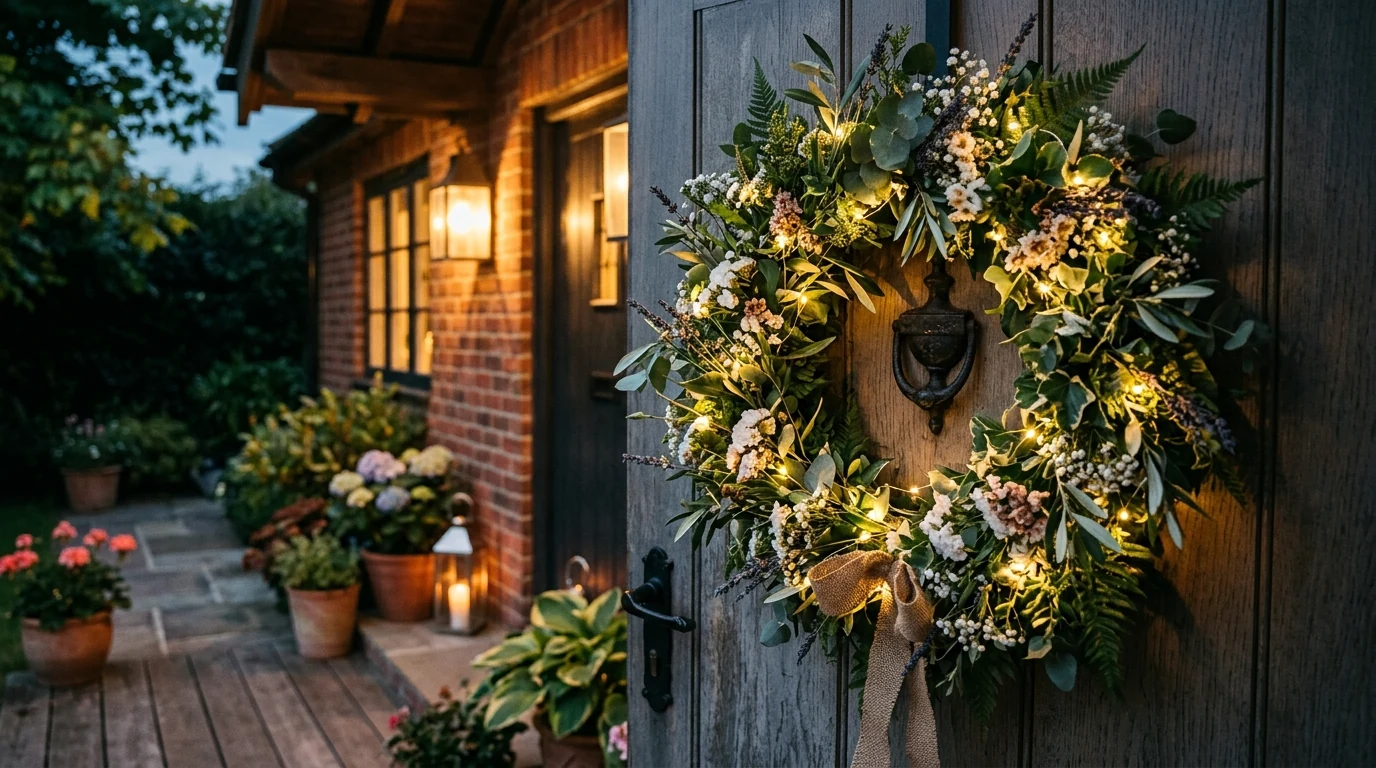 Sunny summer door hanger with butterflies and wildflowers for a cheerful entry.