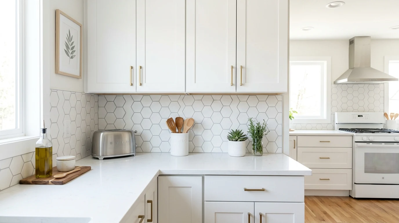 Temporary rental upgrade with plug-in sconces for better lighting.