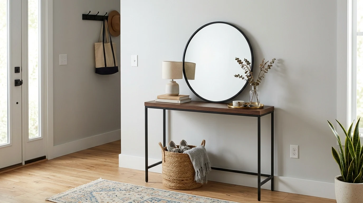 Temporary rent-friendly upgrade using swapped cabinet hardware.