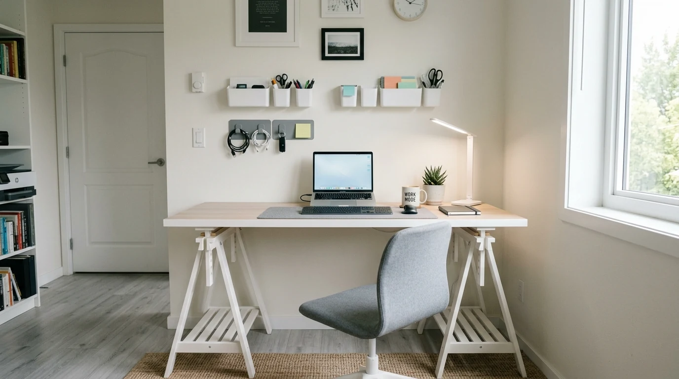 Temporary home upgrade using plants to soften a rental interior.