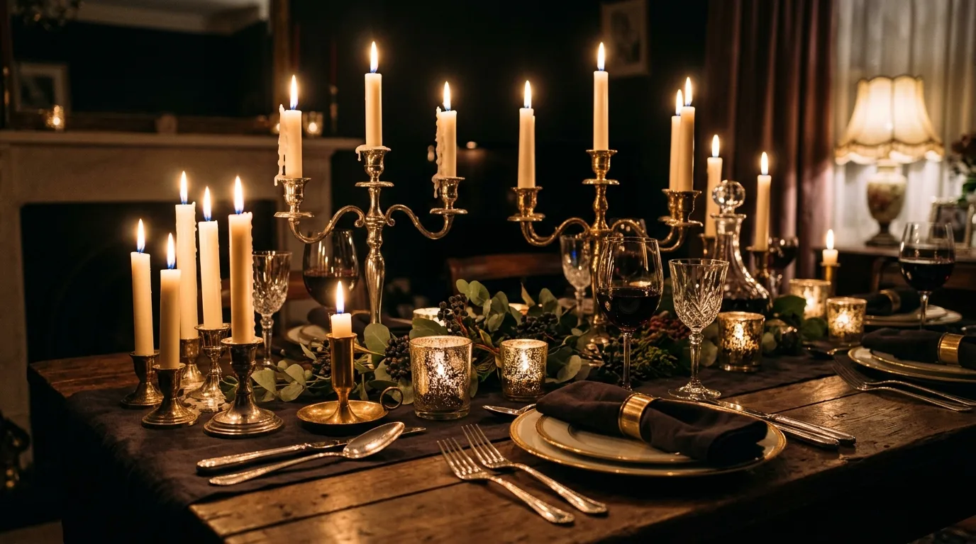 Backyard New Years Eve setup with fire pit seating and cozy blankets.