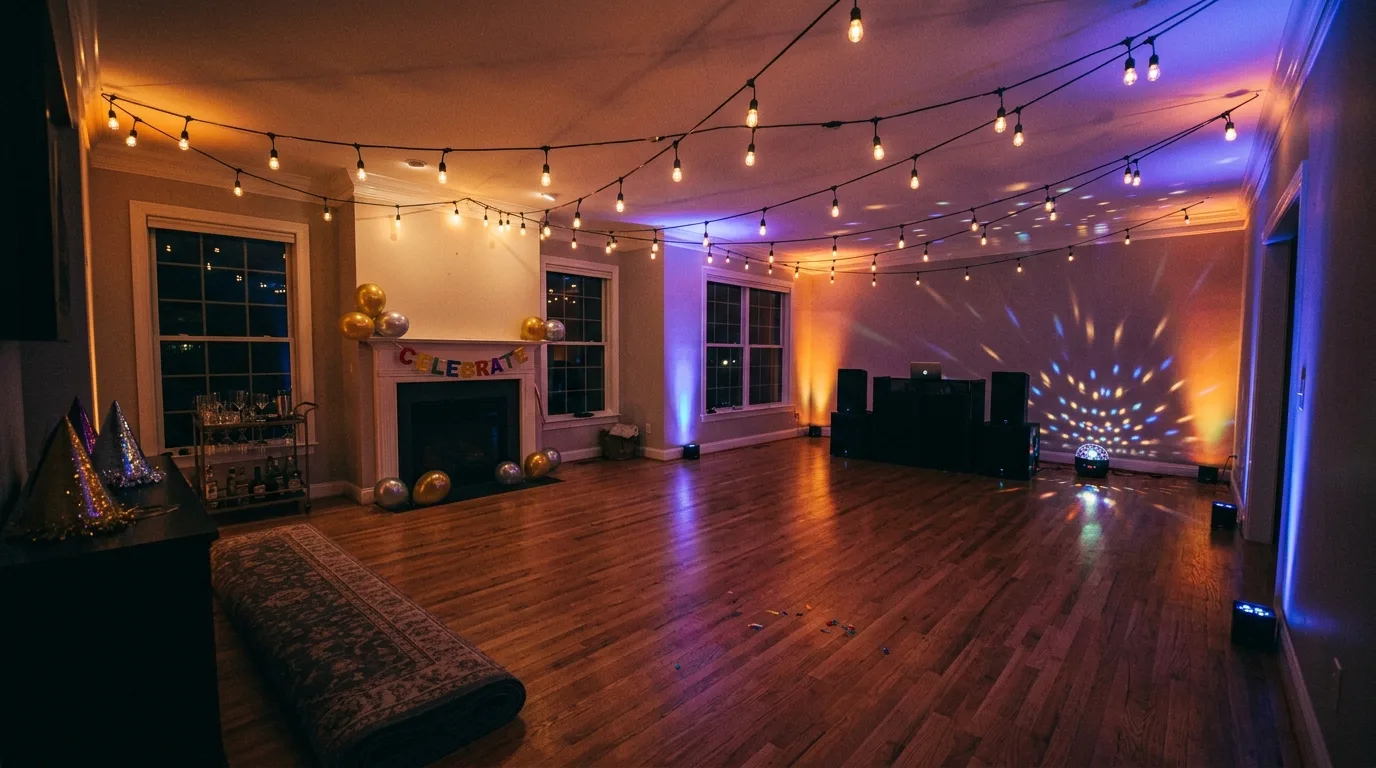 Home New Years Eve party corner with a statement countdown sign.