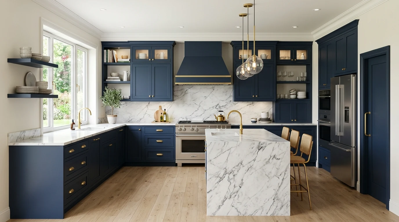 Soft blue interior design color trend for a fresh modern home palette.