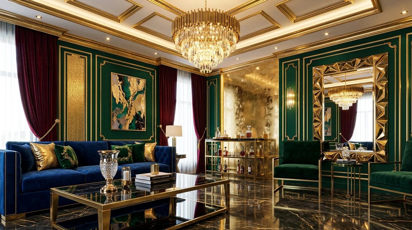 Interior design palette trend pairing warm paint colors with natural wood tones.