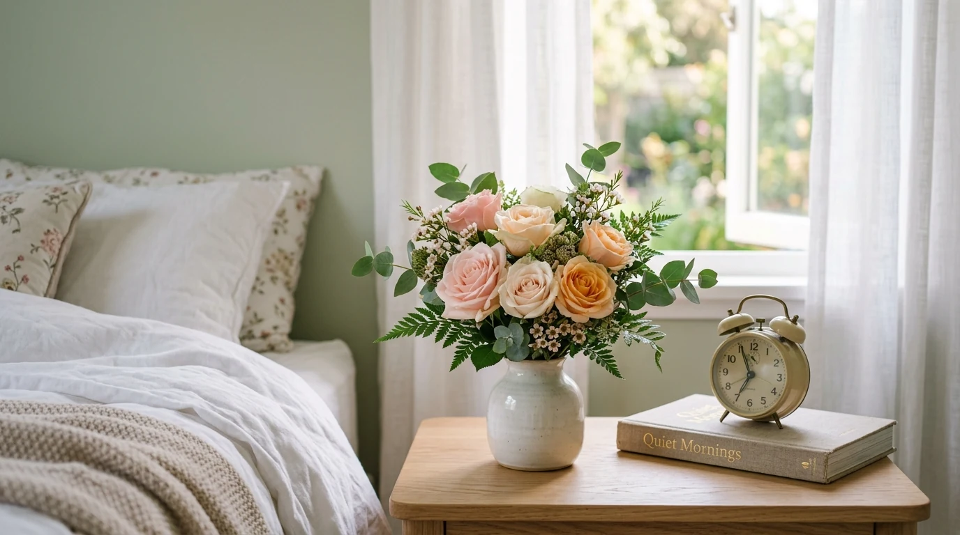Vibrant spring flower arrangements of hyacinths on a windowsill.