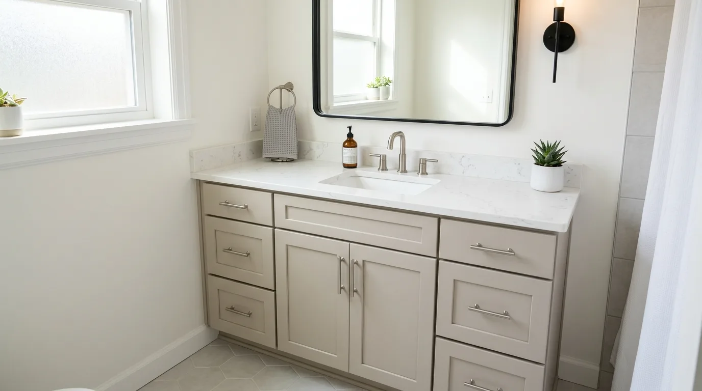 Weekend bathroom DIY makeover with budget-friendly fast updates and fresh styling.