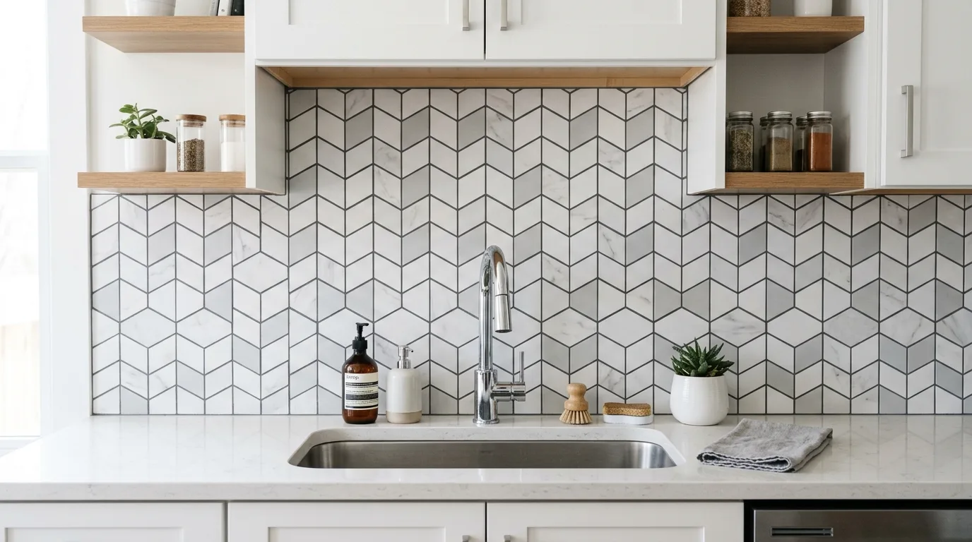 Budget bathroom DIY with upgraded hardware on vanity drawers and doors.