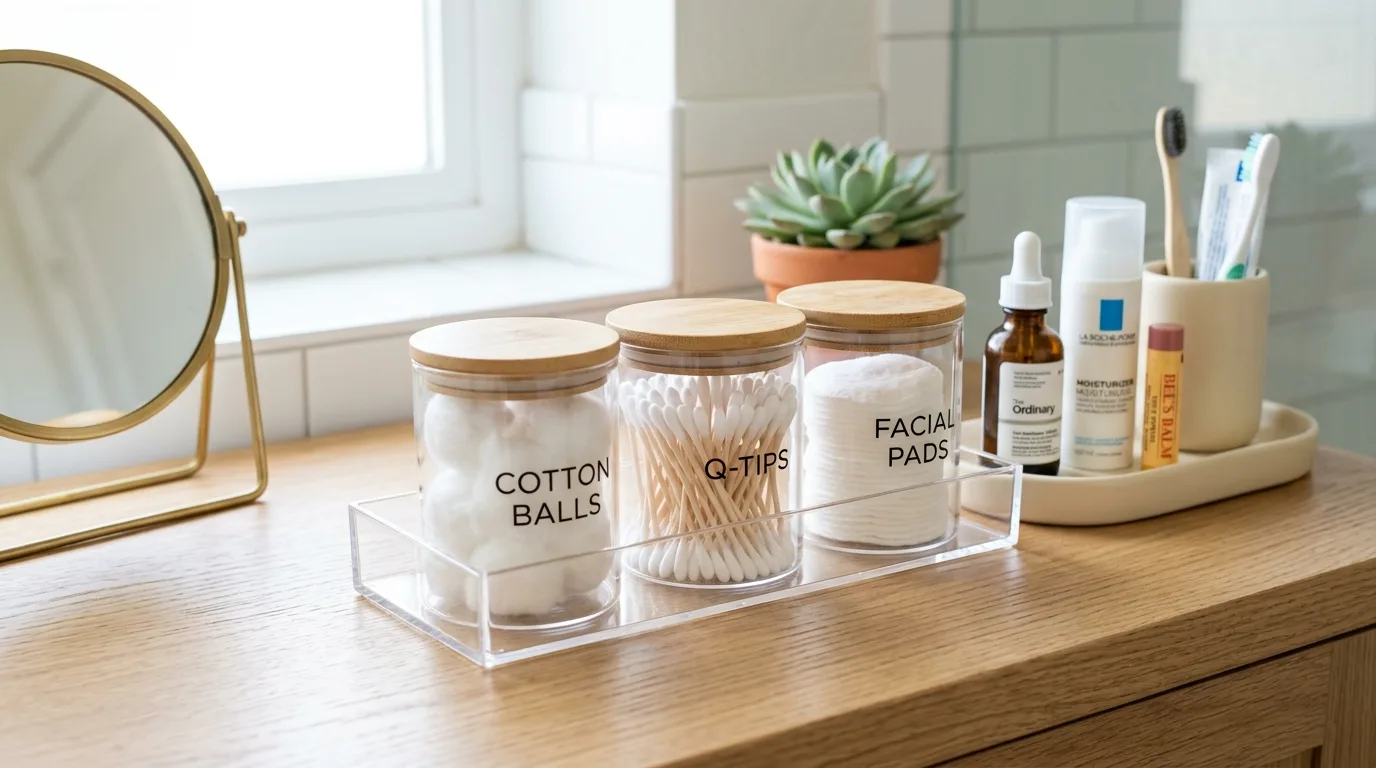 Budget bathroom refresh with new shower curtain, towels, and rug.