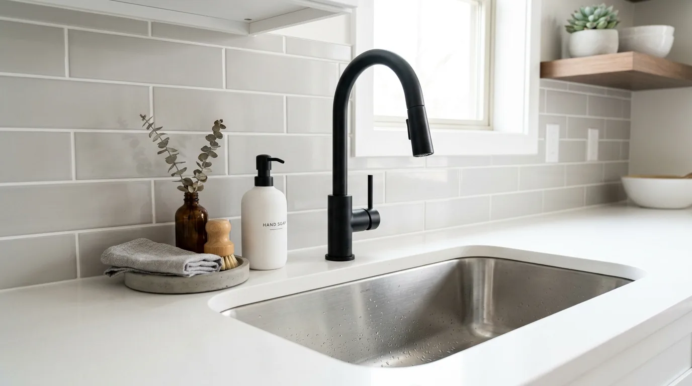 Budget-friendly bathroom makeover styled as a cohesive weekend DIY refresh.