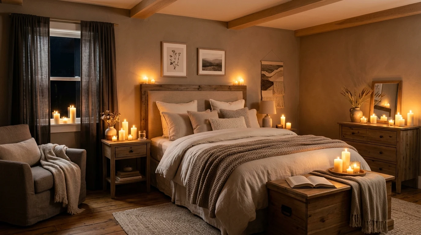 Fully styled cozy guest bedroom designed for a five-star visitor stay.