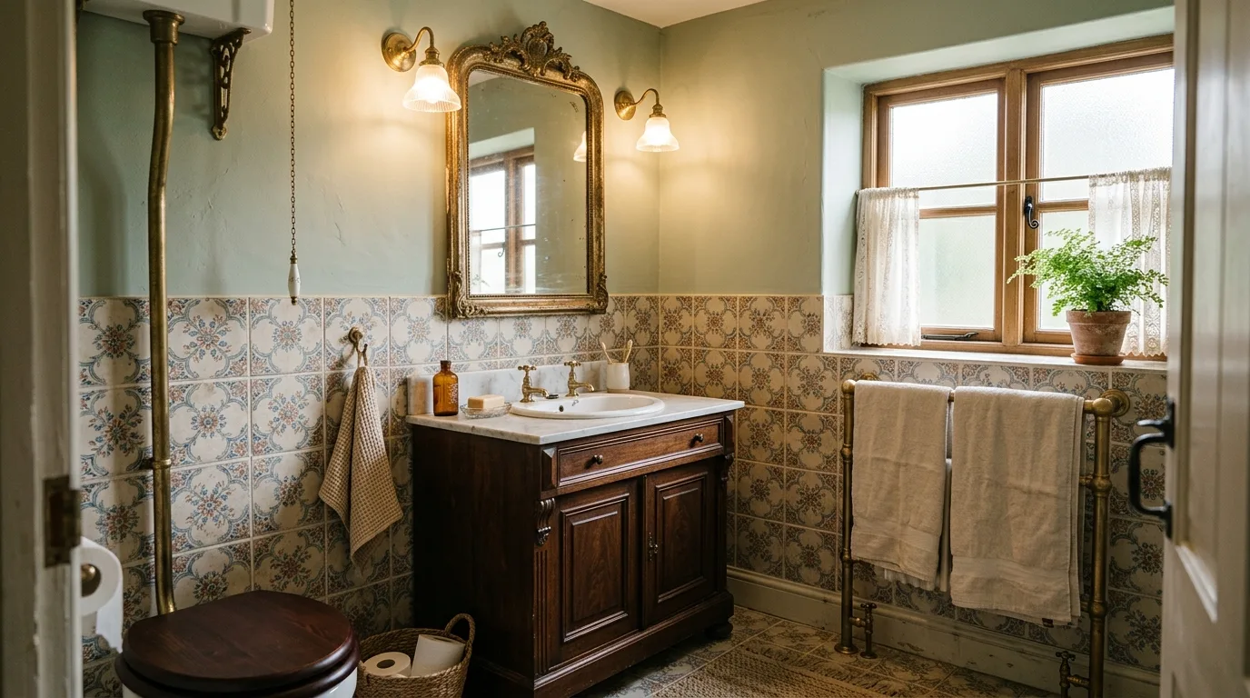 Guest bathroom with a tidy open vanity surface and minimal decor.