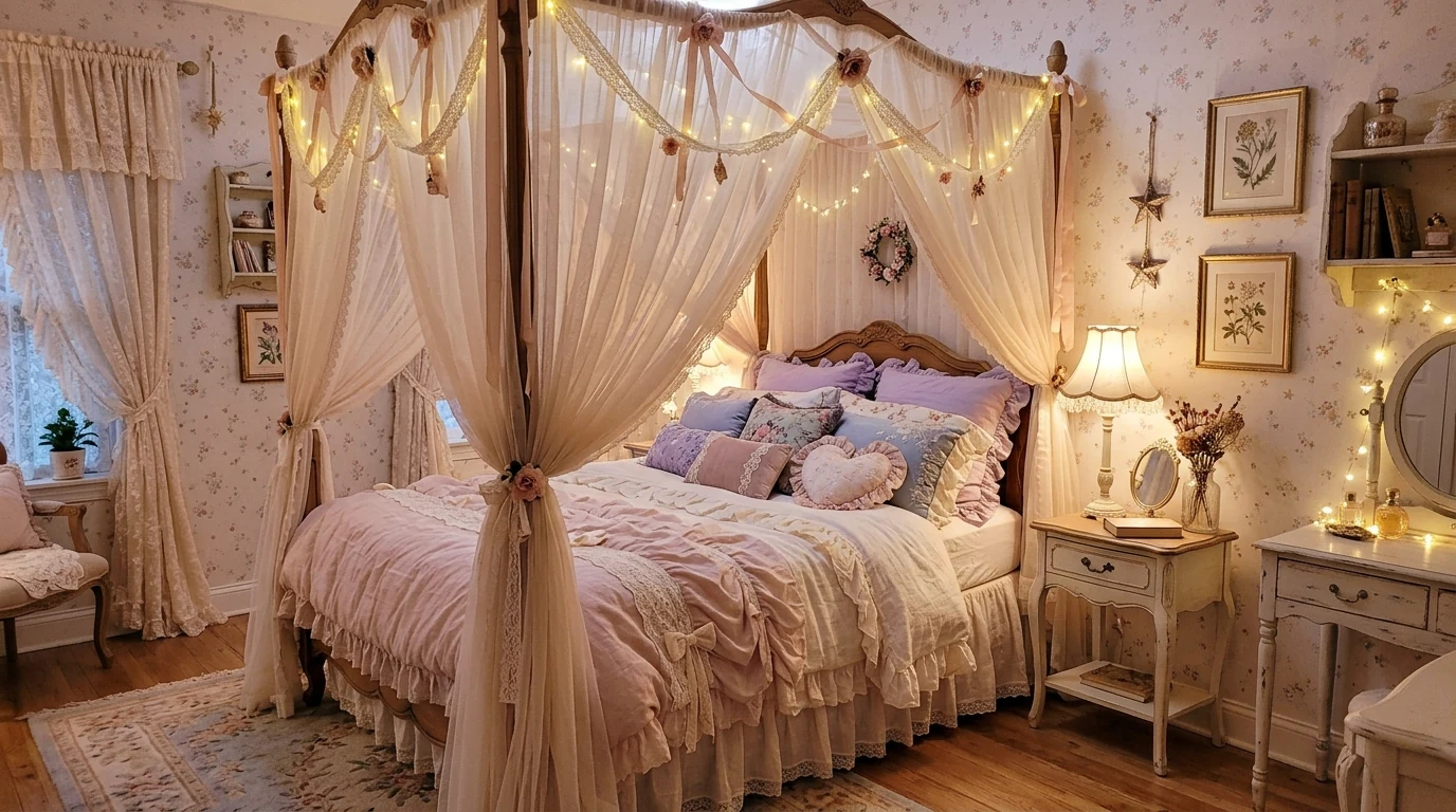 Doll-like home decor with curved furniture and soft whimsical silhouettes.